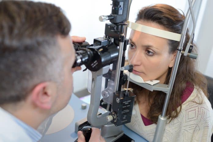 woman having an eye checkup
